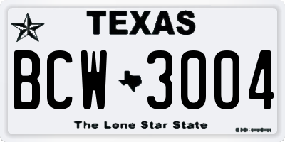 TX license plate BCW3004