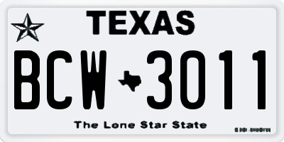 TX license plate BCW3011