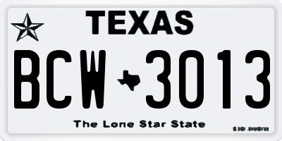 TX license plate BCW3013