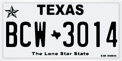 TX license plate BCW3014