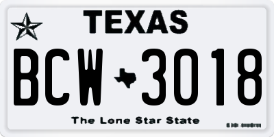 TX license plate BCW3018