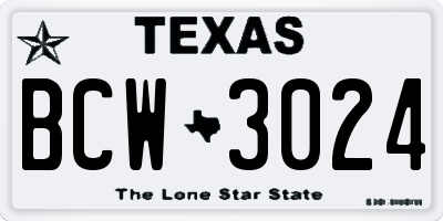 TX license plate BCW3024