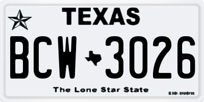 TX license plate BCW3026
