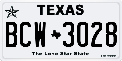 TX license plate BCW3028