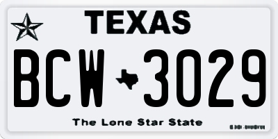 TX license plate BCW3029