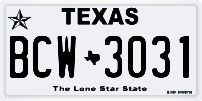 TX license plate BCW3031
