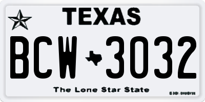 TX license plate BCW3032