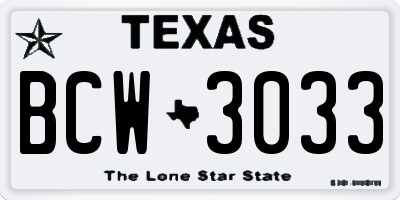 TX license plate BCW3033