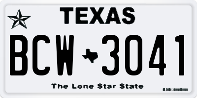 TX license plate BCW3041