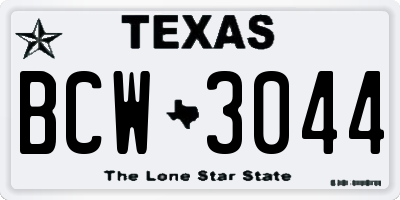 TX license plate BCW3044