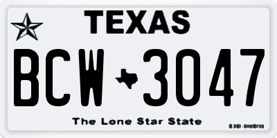 TX license plate BCW3047