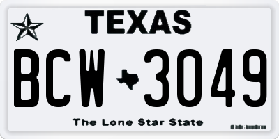 TX license plate BCW3049