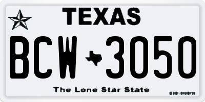 TX license plate BCW3050