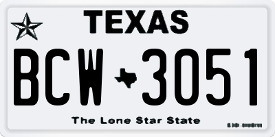 TX license plate BCW3051