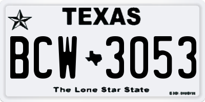 TX license plate BCW3053