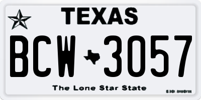 TX license plate BCW3057