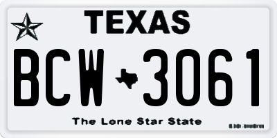 TX license plate BCW3061