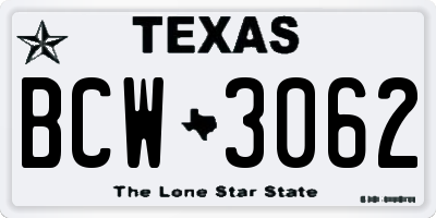 TX license plate BCW3062
