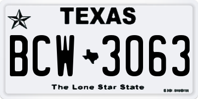 TX license plate BCW3063