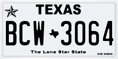 TX license plate BCW3064
