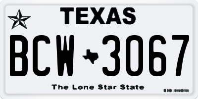 TX license plate BCW3067