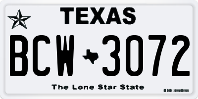 TX license plate BCW3072