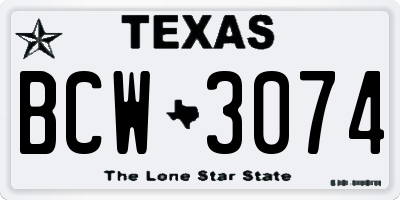 TX license plate BCW3074