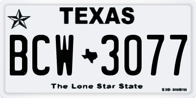 TX license plate BCW3077