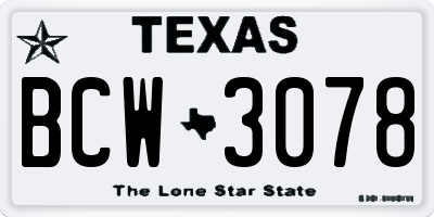 TX license plate BCW3078