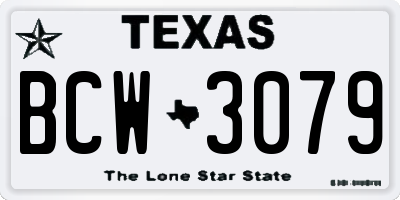 TX license plate BCW3079