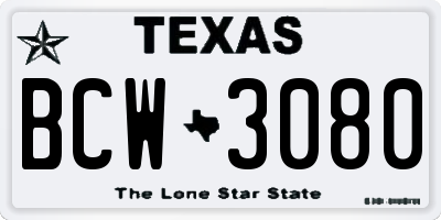 TX license plate BCW3080