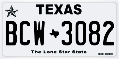 TX license plate BCW3082