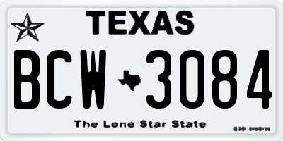 TX license plate BCW3084