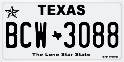 TX license plate BCW3088