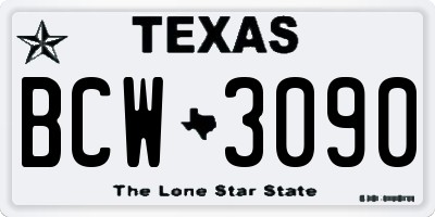TX license plate BCW3090