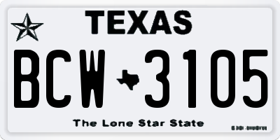 TX license plate BCW3105