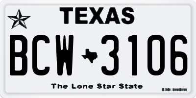 TX license plate BCW3106