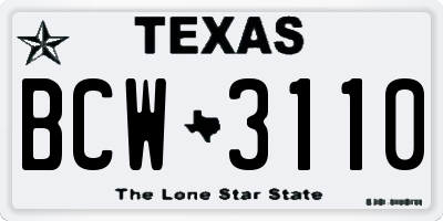 TX license plate BCW3110