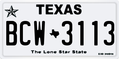 TX license plate BCW3113