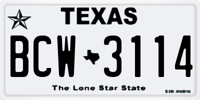 TX license plate BCW3114