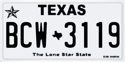 TX license plate BCW3119