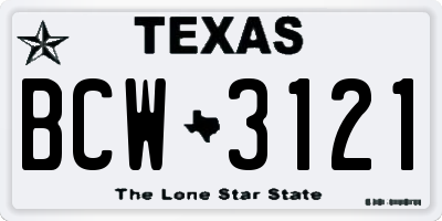 TX license plate BCW3121