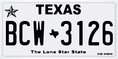 TX license plate BCW3126