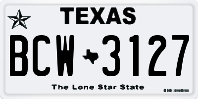 TX license plate BCW3127