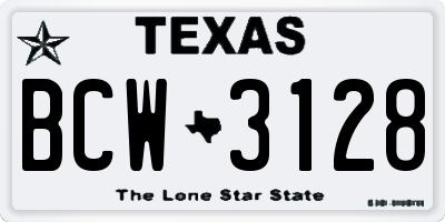 TX license plate BCW3128