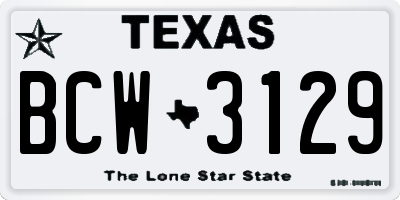 TX license plate BCW3129