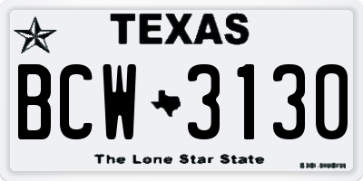 TX license plate BCW3130