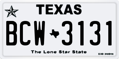 TX license plate BCW3131