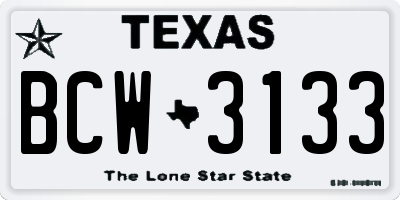 TX license plate BCW3133