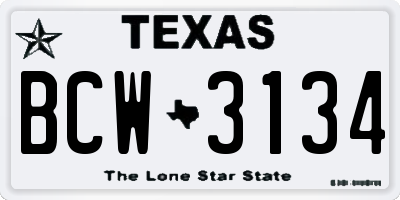 TX license plate BCW3134